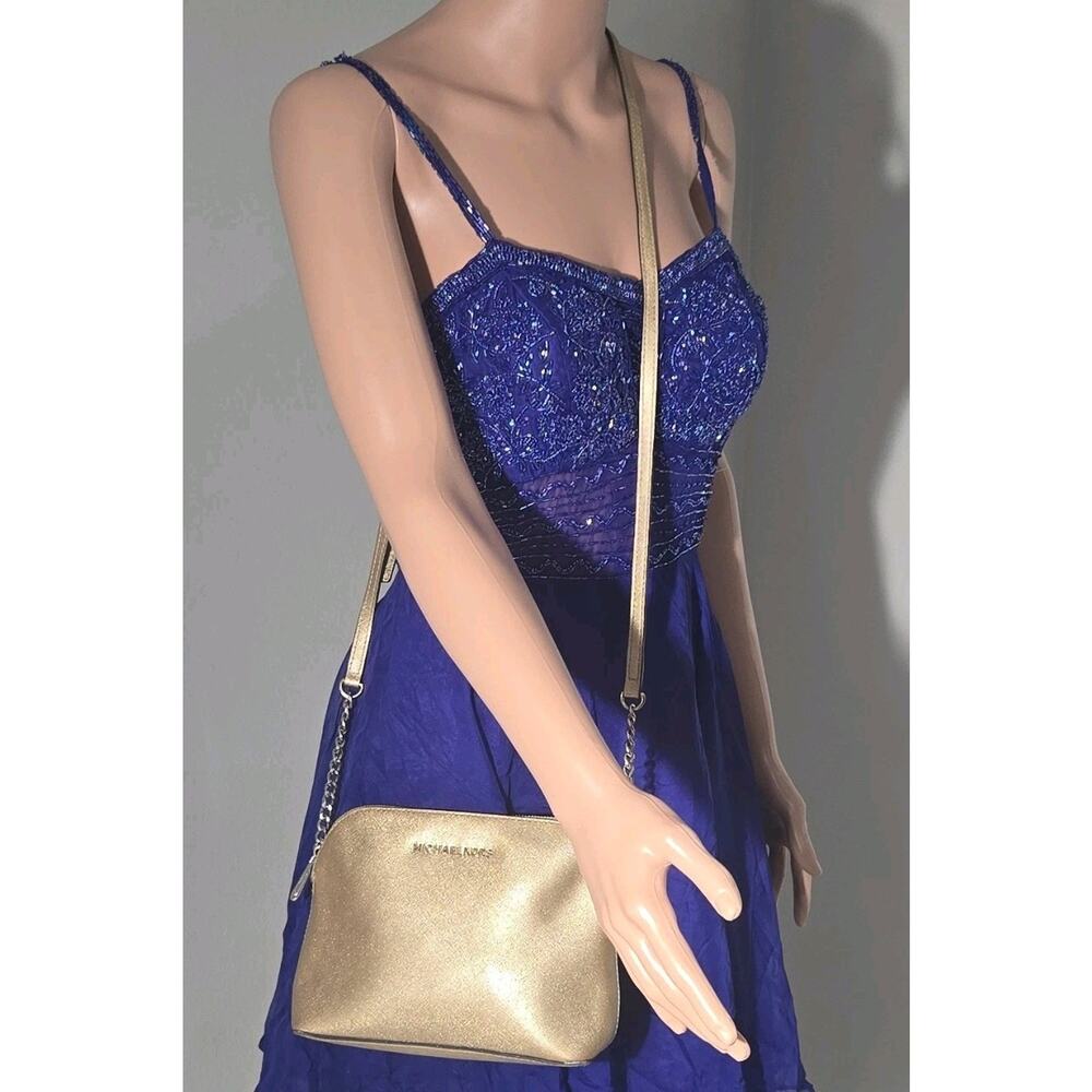 Michael Kors Gold Crossbody Bag with Logo, Gold Hardware